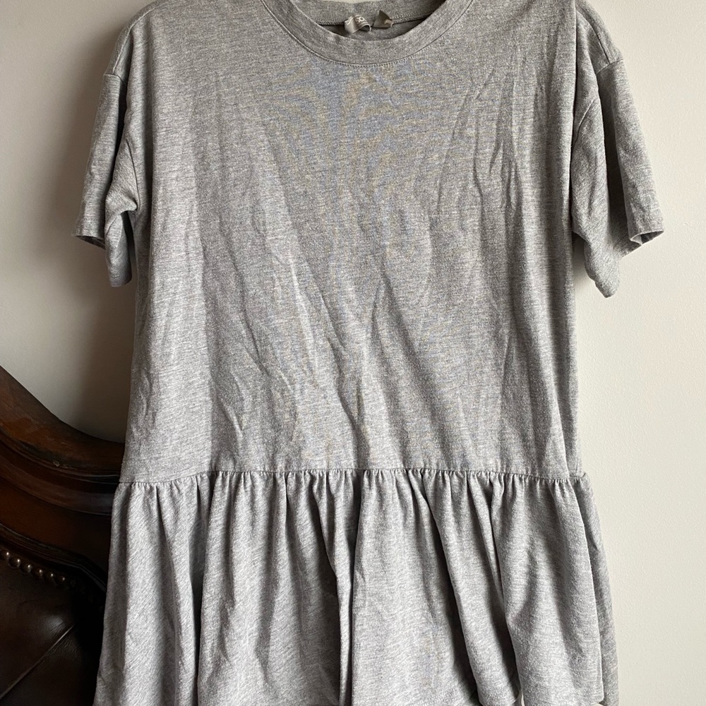 Asos Grey Peplum Tee Shirt Cotton